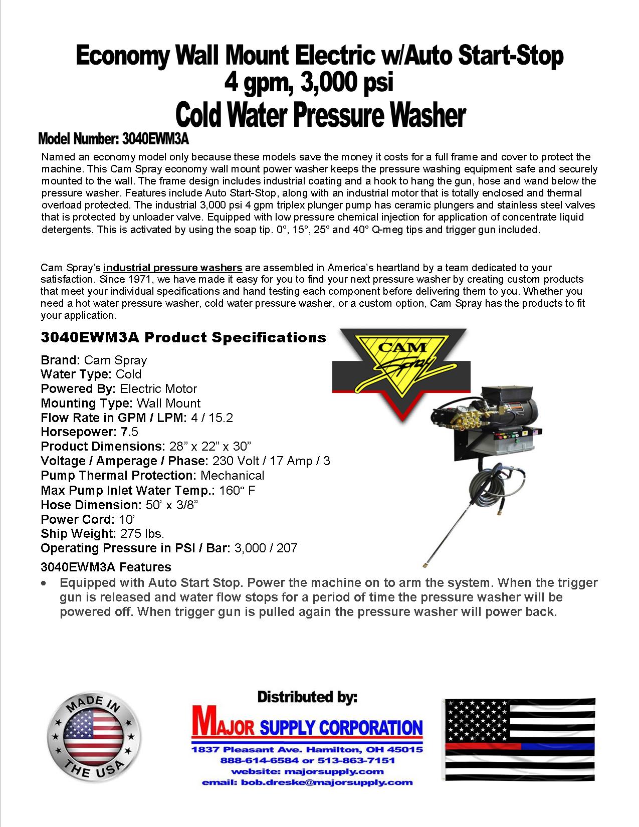 Pressure Washer Wall-Mount Frame w/ Automatic Start-Stop Function